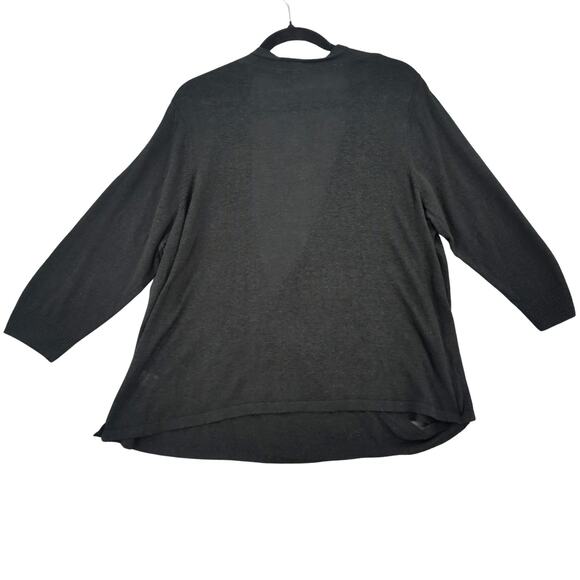 J Jill Sweater Womens XL Black Linen Drape Front Wrap Minimalist Travel Office - Picture 2 of 8